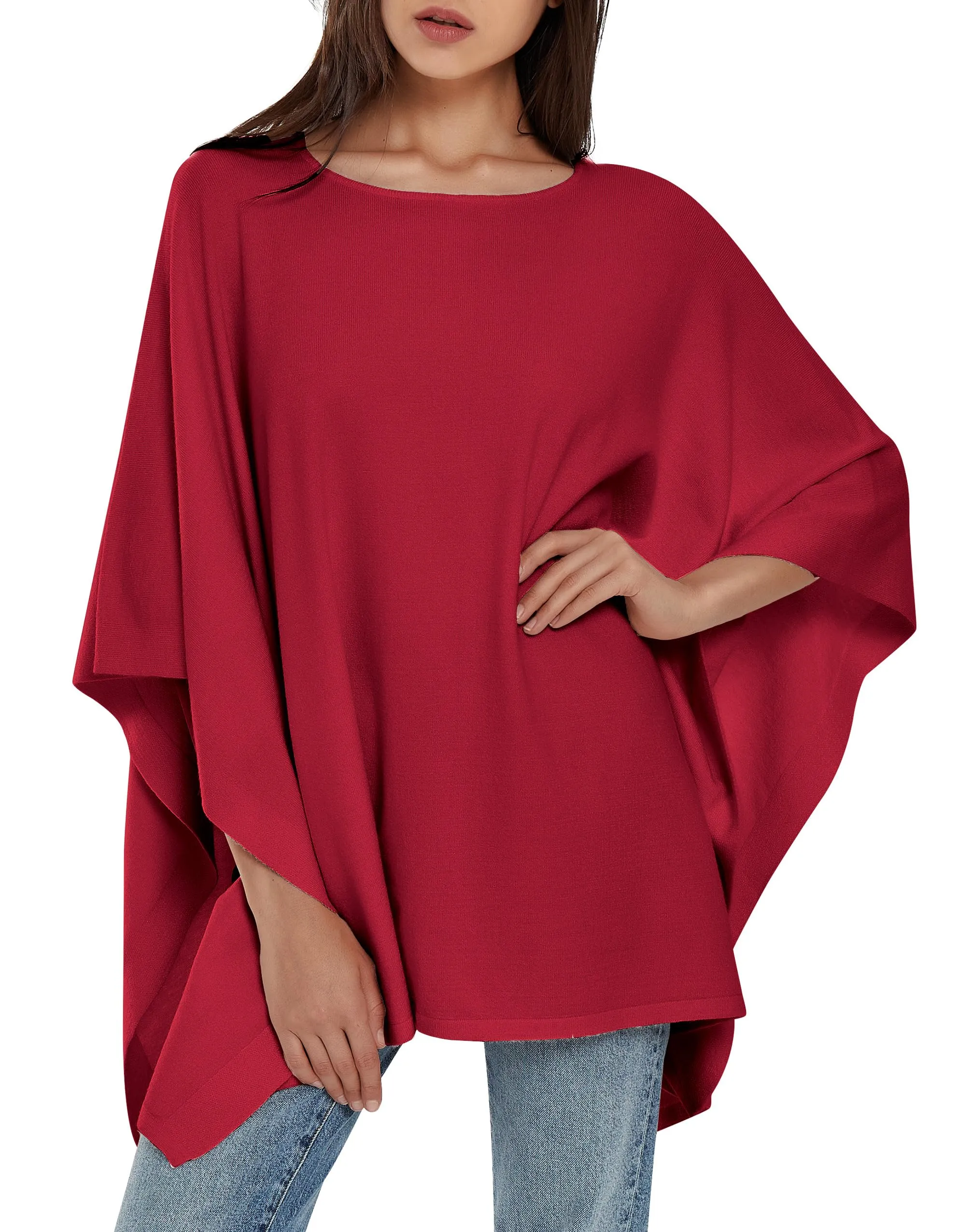 Womens Pullover Poncho Sweater Ponchos Cashmere Feel Shawl Loose Fitting Ponchos Wraps Baggy Tops for Fall