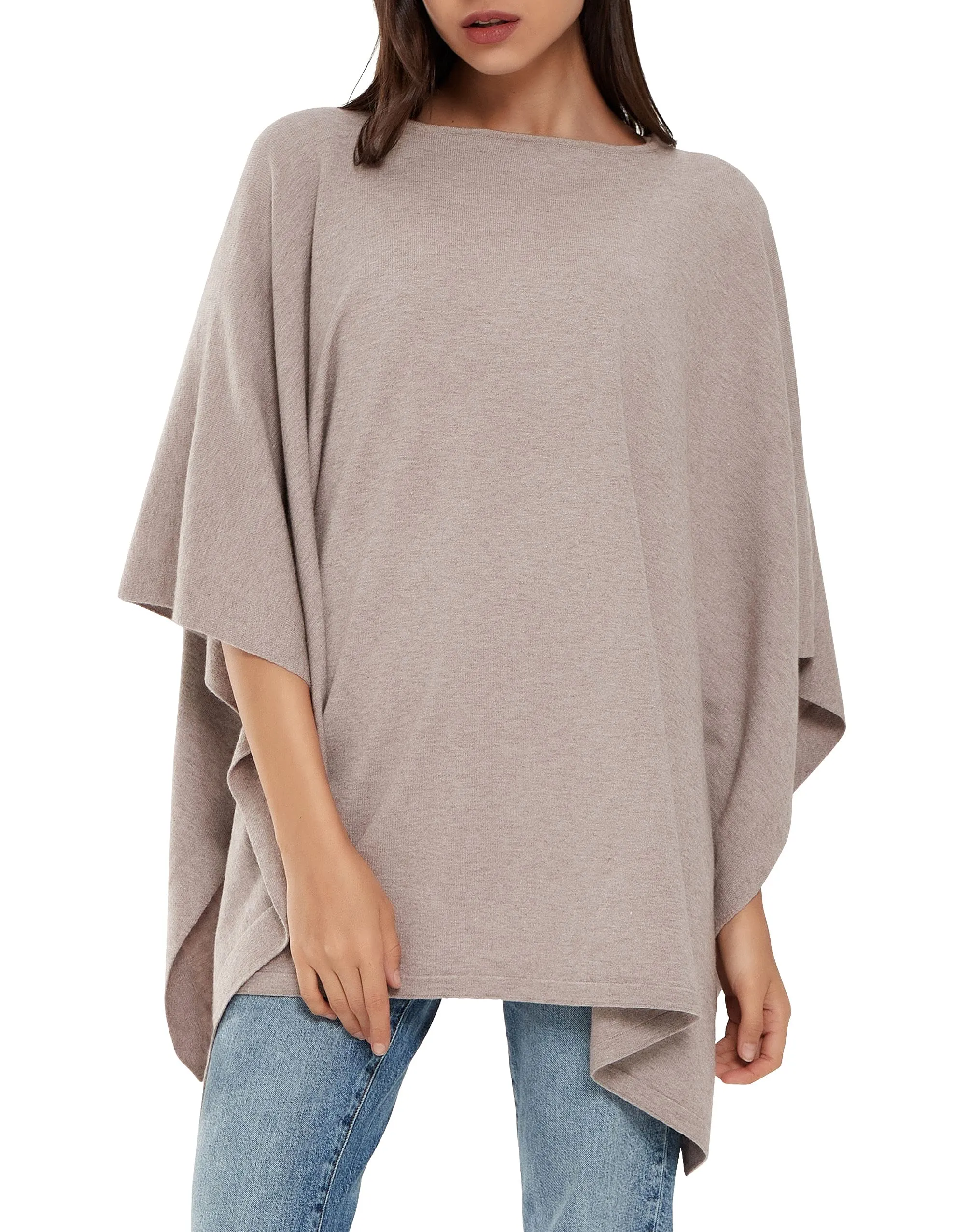 Womens Pullover Poncho Sweater Ponchos Cashmere Feel Shawl Loose Fitting Ponchos Wraps Baggy Tops for Fall