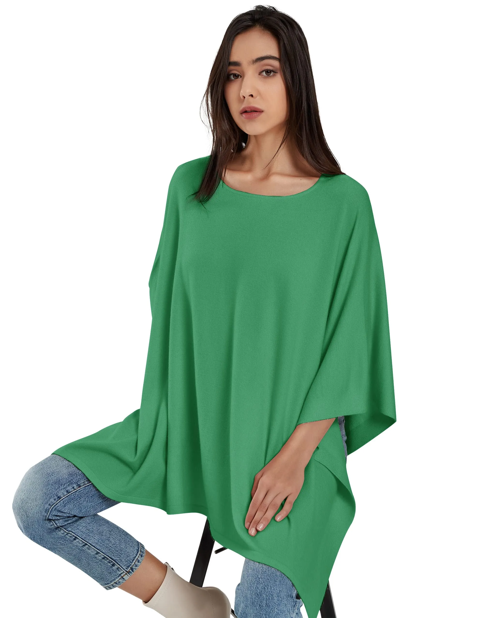 Womens Pullover Poncho Sweater Ponchos Cashmere Feel Shawl Loose Fitting Ponchos Wraps Baggy Tops for Fall