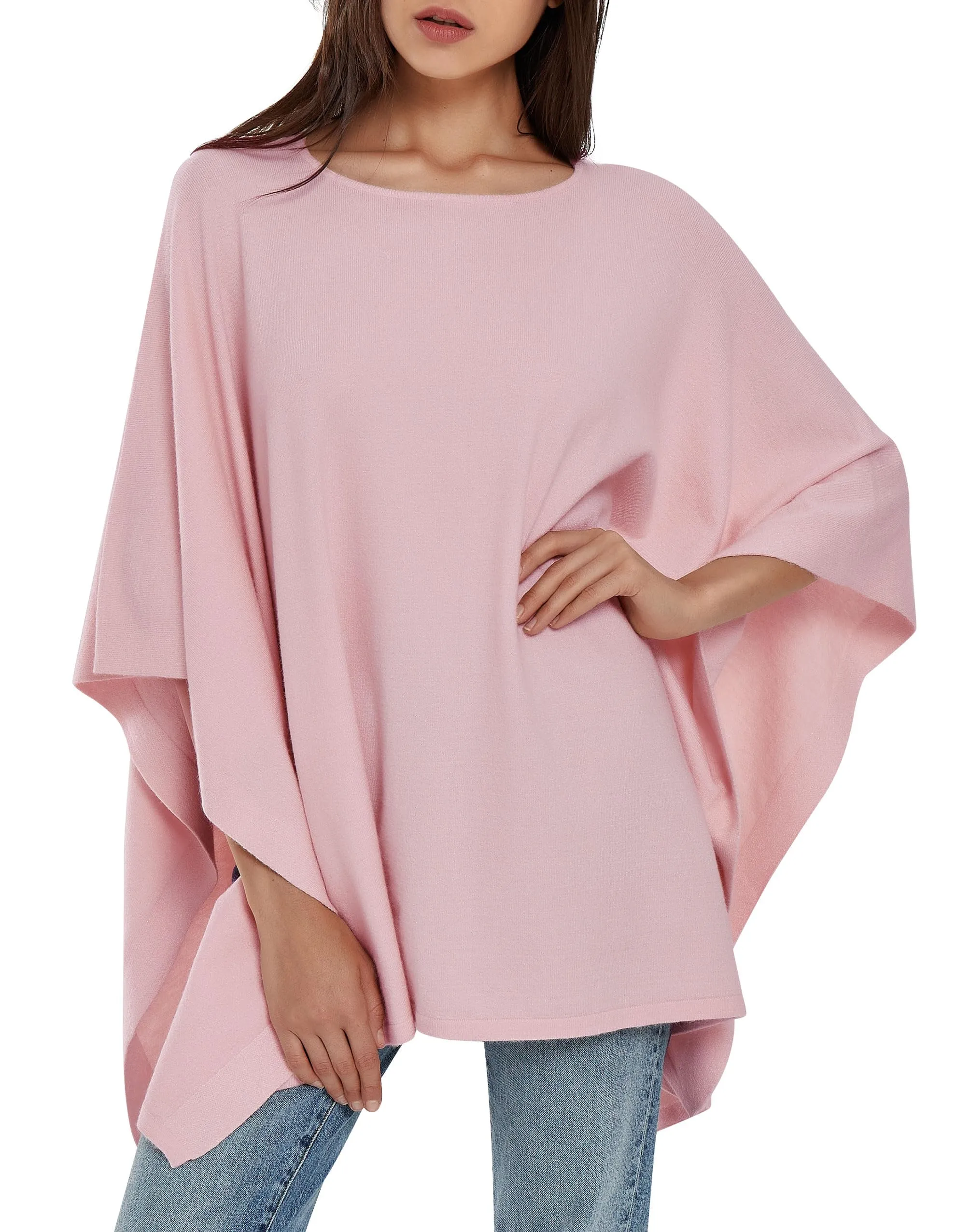 Womens Pullover Poncho Sweater Ponchos Cashmere Feel Shawl Loose Fitting Ponchos Wraps Baggy Tops for Fall