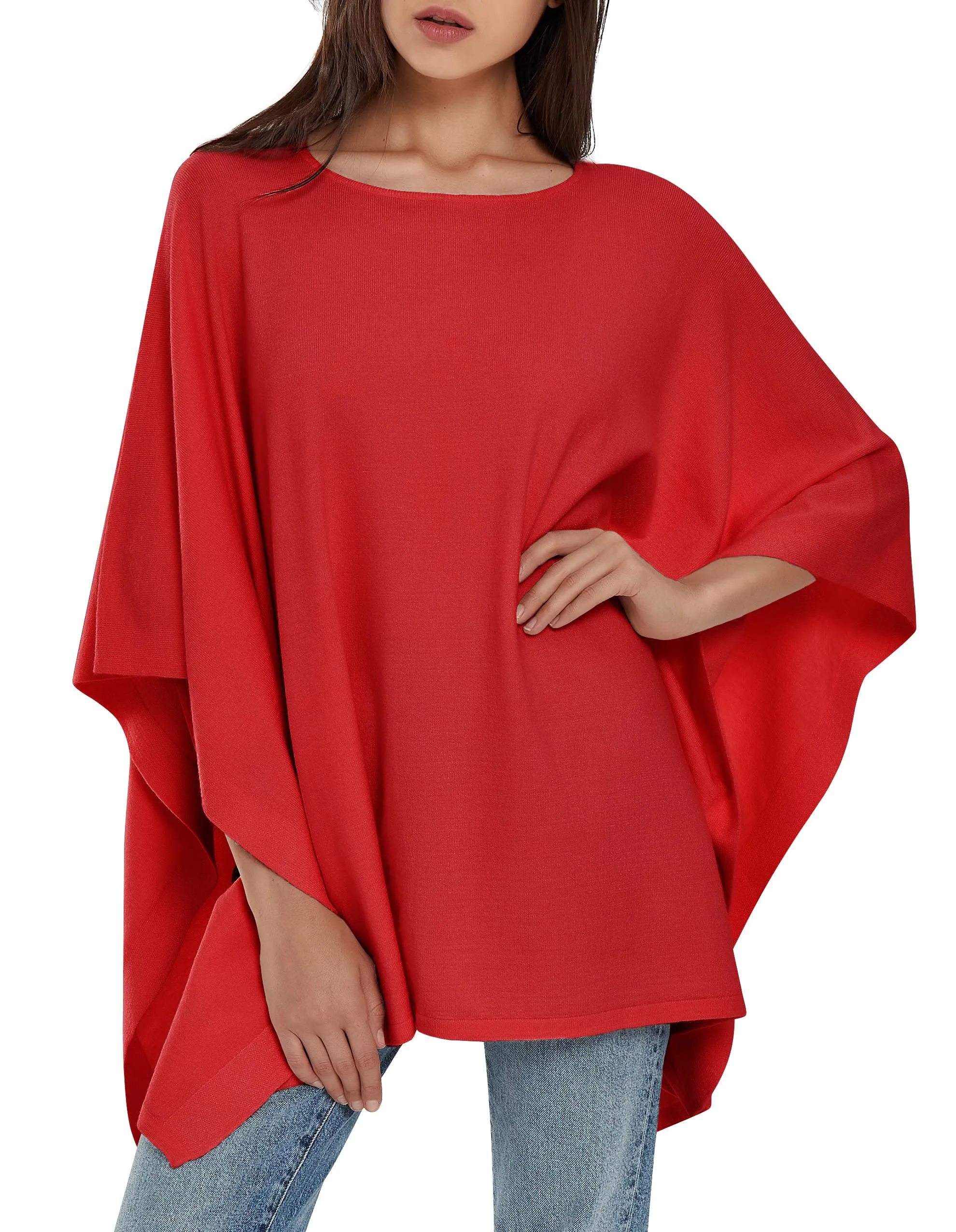 Womens Pullover Poncho Sweater Ponchos Cashmere Feel Shawl Loose Fitting Ponchos Wraps Baggy Tops for Fall