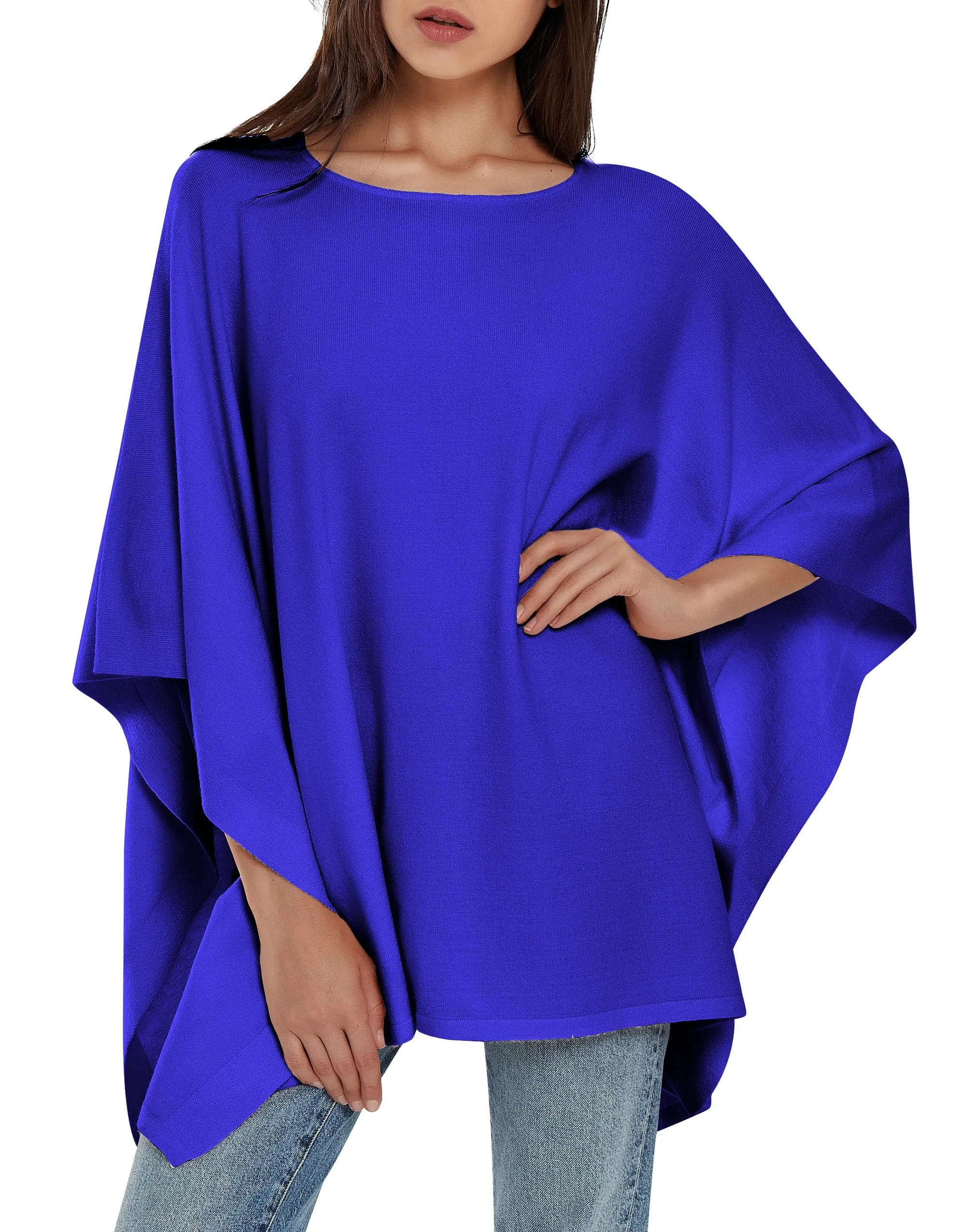 Womens Pullover Poncho Sweater Ponchos Cashmere Feel Shawl Loose Fitting Ponchos Wraps Baggy Tops for Fall