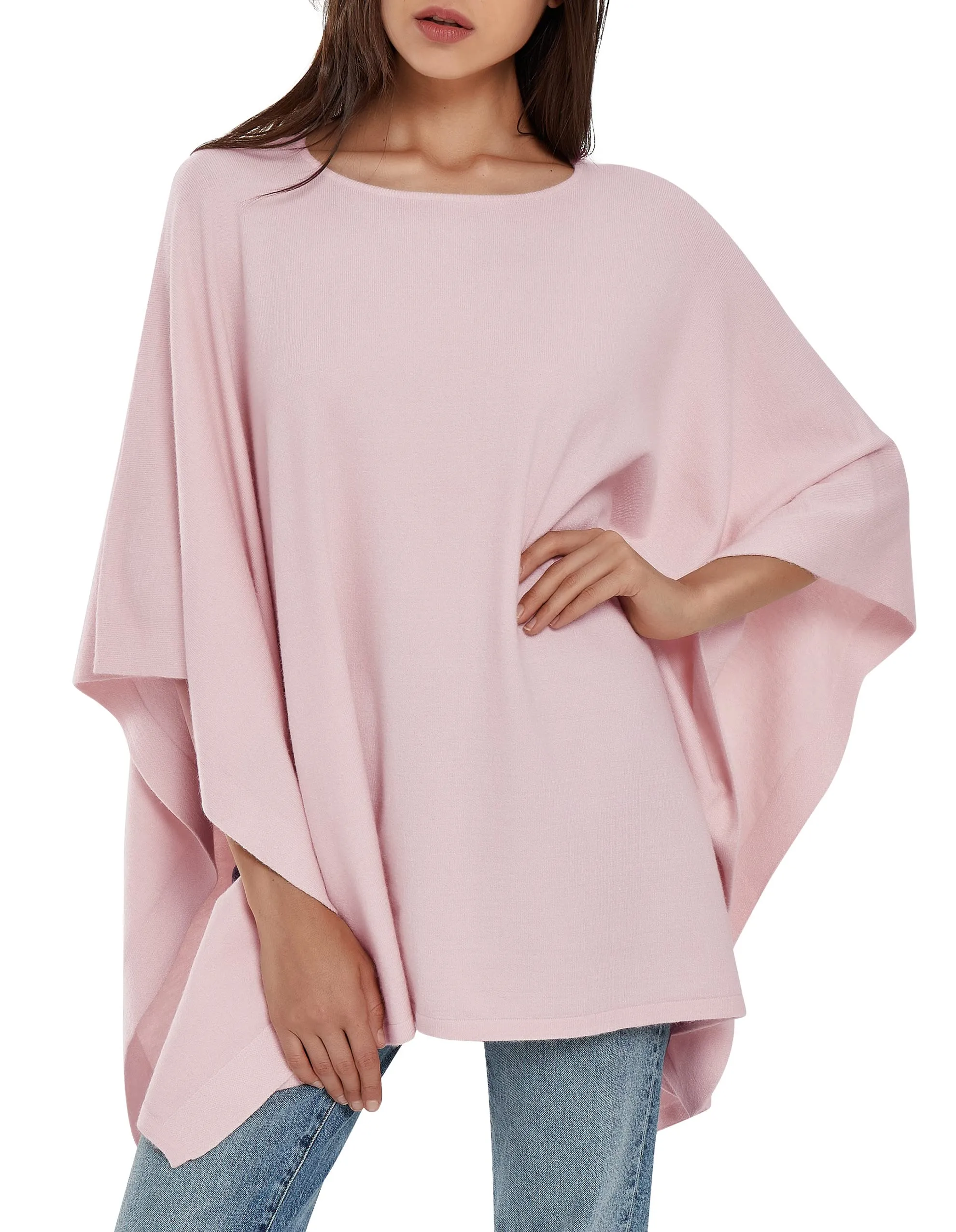 Womens Pullover Poncho Sweater Ponchos Cashmere Feel Shawl Loose Fitting Ponchos Wraps Baggy Tops for Fall