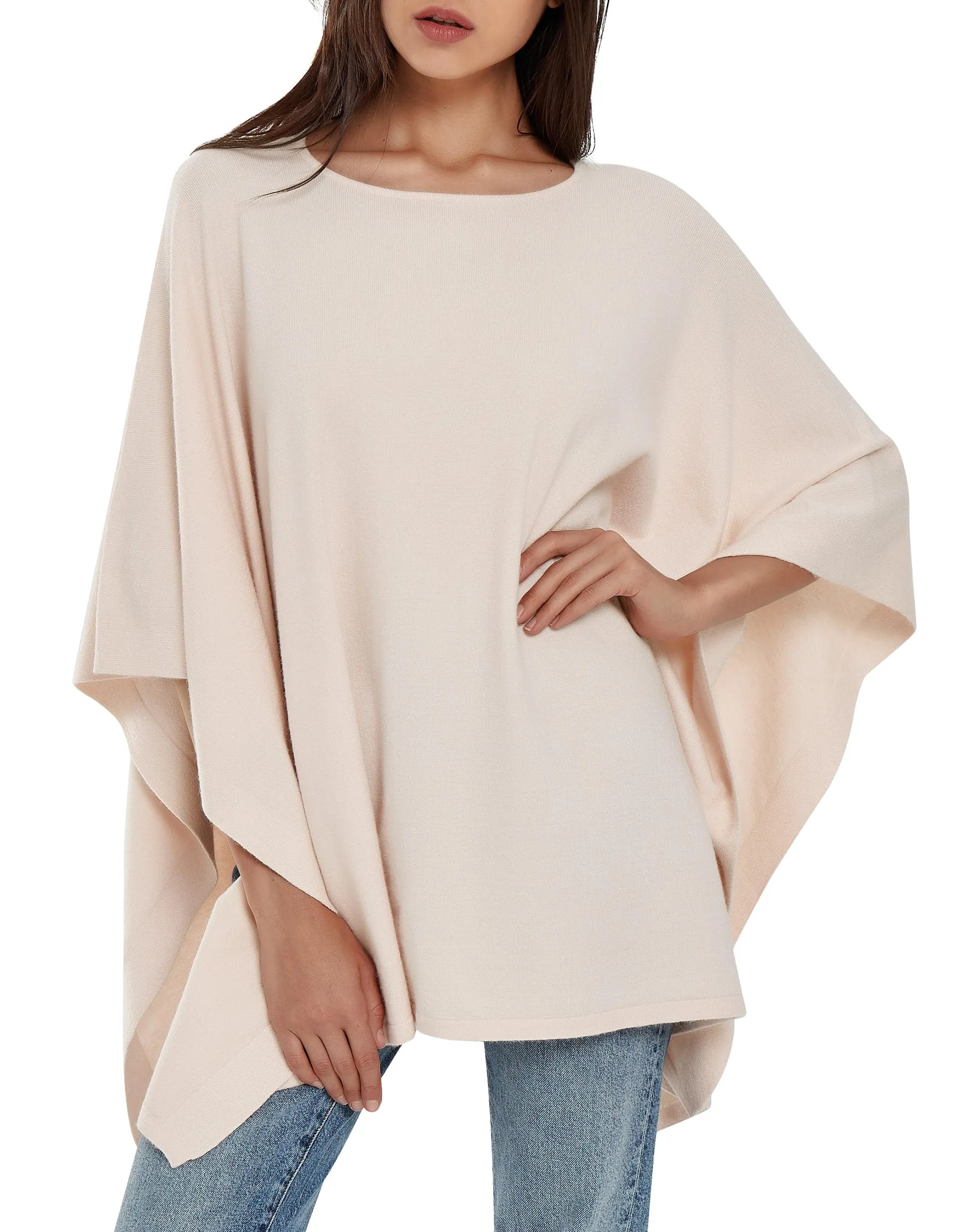 Womens Pullover Poncho Sweater Ponchos Cashmere Feel Shawl Loose Fitting Ponchos Wraps Baggy Tops for Fall