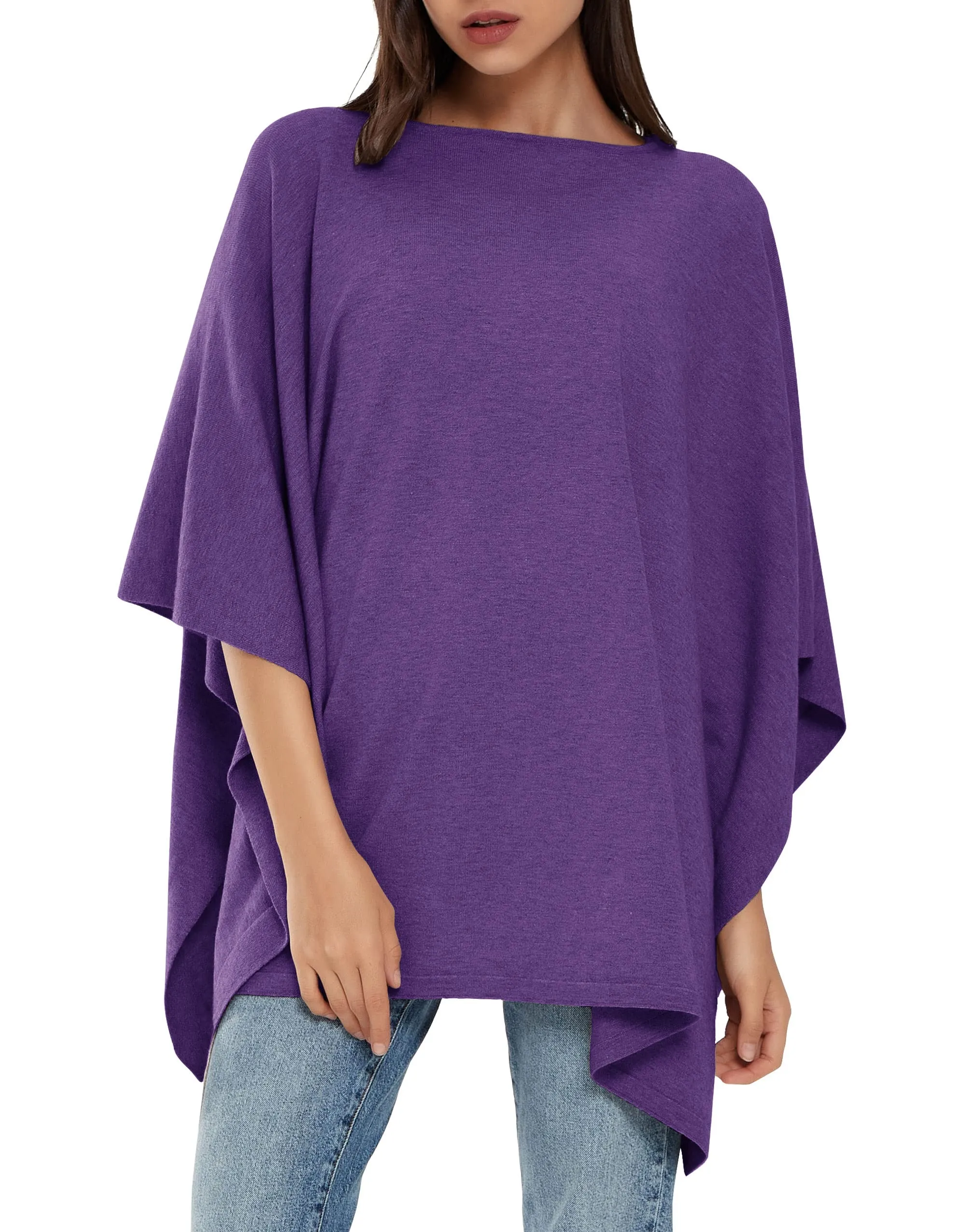 Womens Pullover Poncho Sweater Ponchos Cashmere Feel Shawl Loose Fitting Ponchos Wraps Baggy Tops for Fall