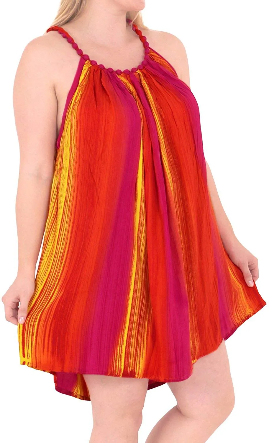 Women's Swimwear Beach LOOSE Hand Tie Dye Purple Evening LOOSE Cover ups Orange