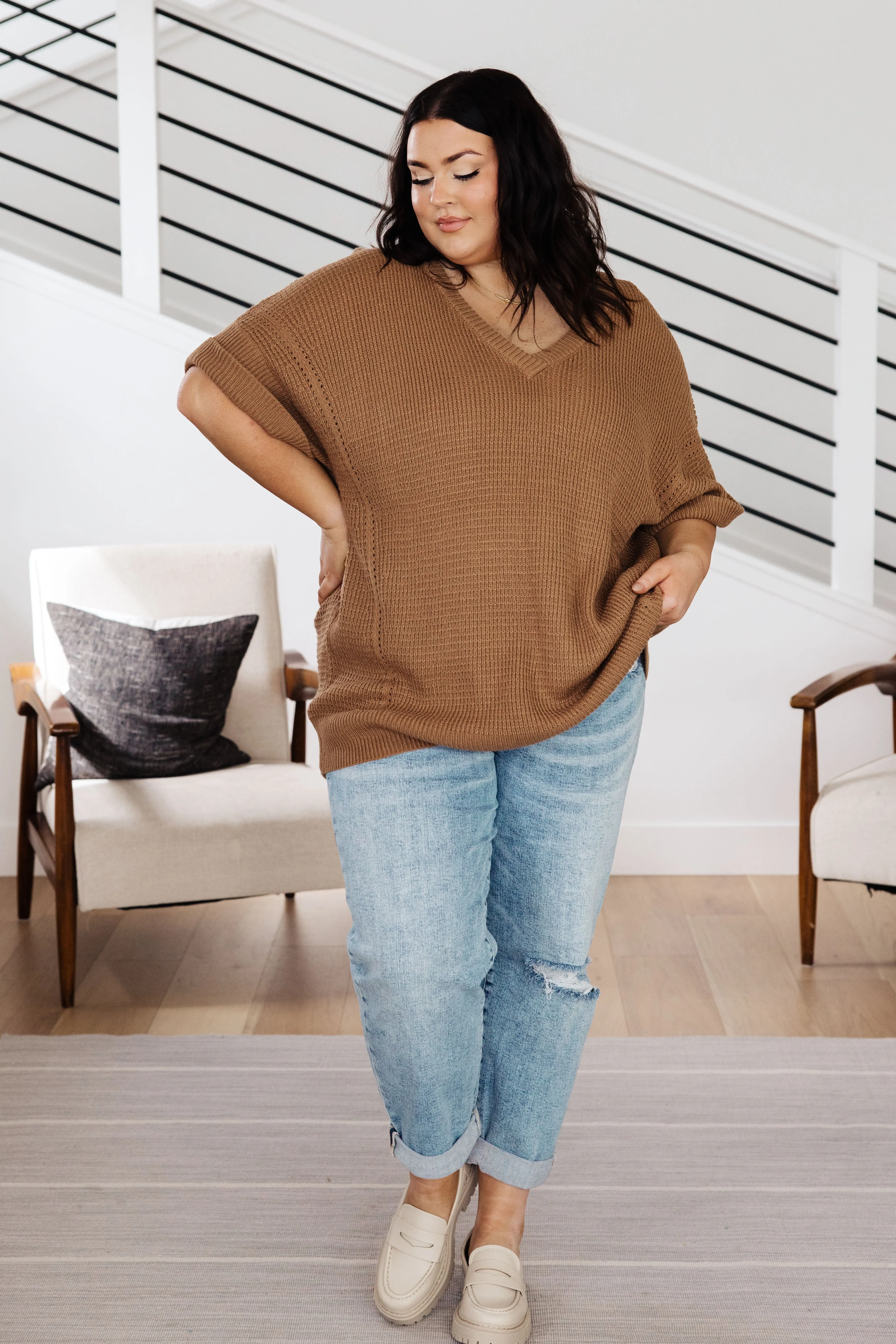 Wonder Why V-Neck Short Sleeve Sweater - Andree By Unit